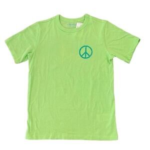 NWT J. Crew Boys' Heather Neon Aloe Green w/Turquoise Peace Graphic Tee - SIZE M